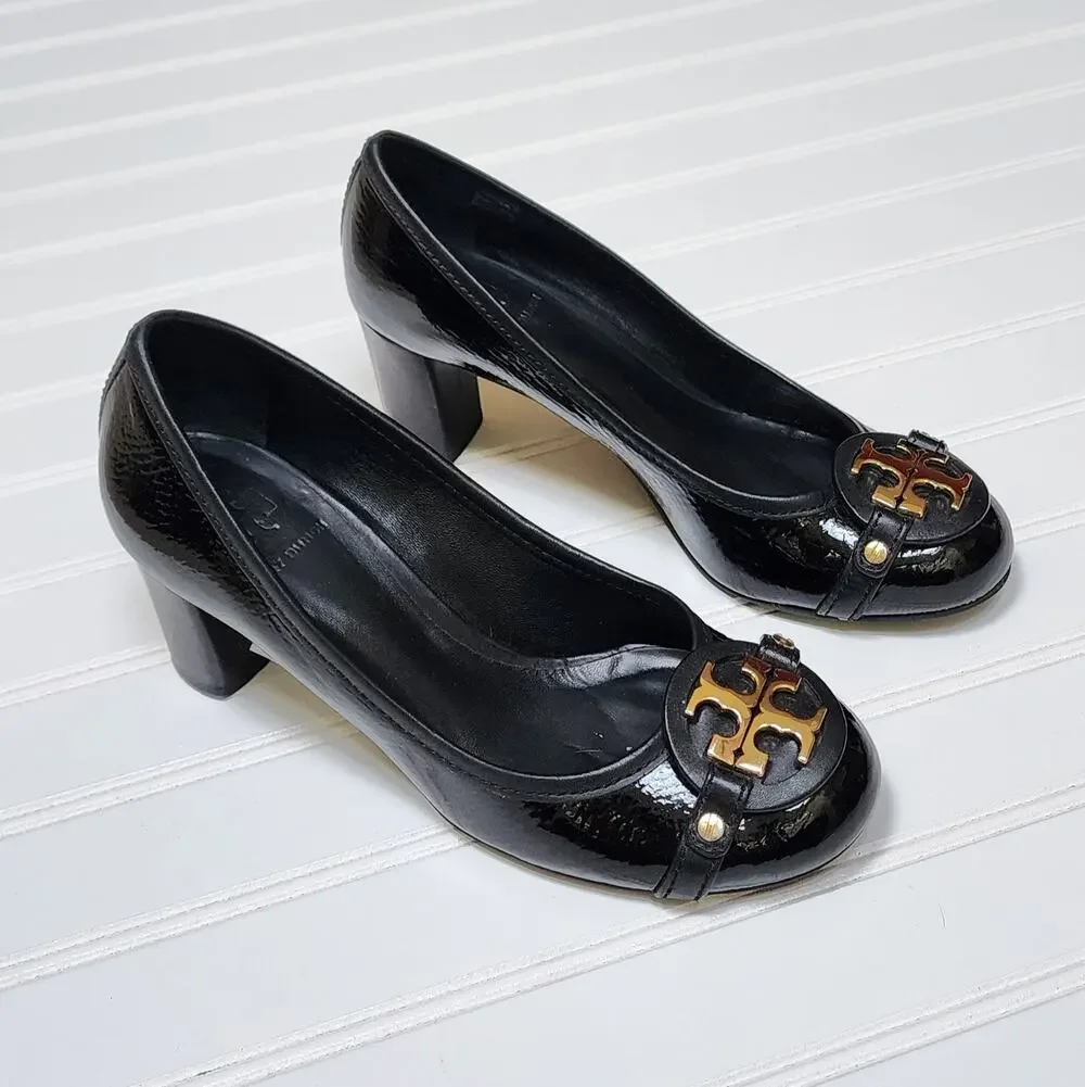 Tory Burch Aaden Black Patent Leather Pumps Size 7
